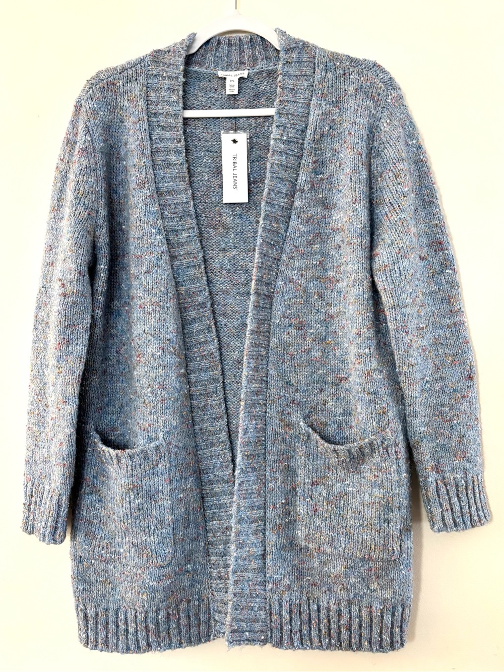 Tribal Blue Speckled Open-Front Cardigan